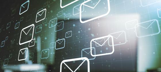 email icons on graphic background